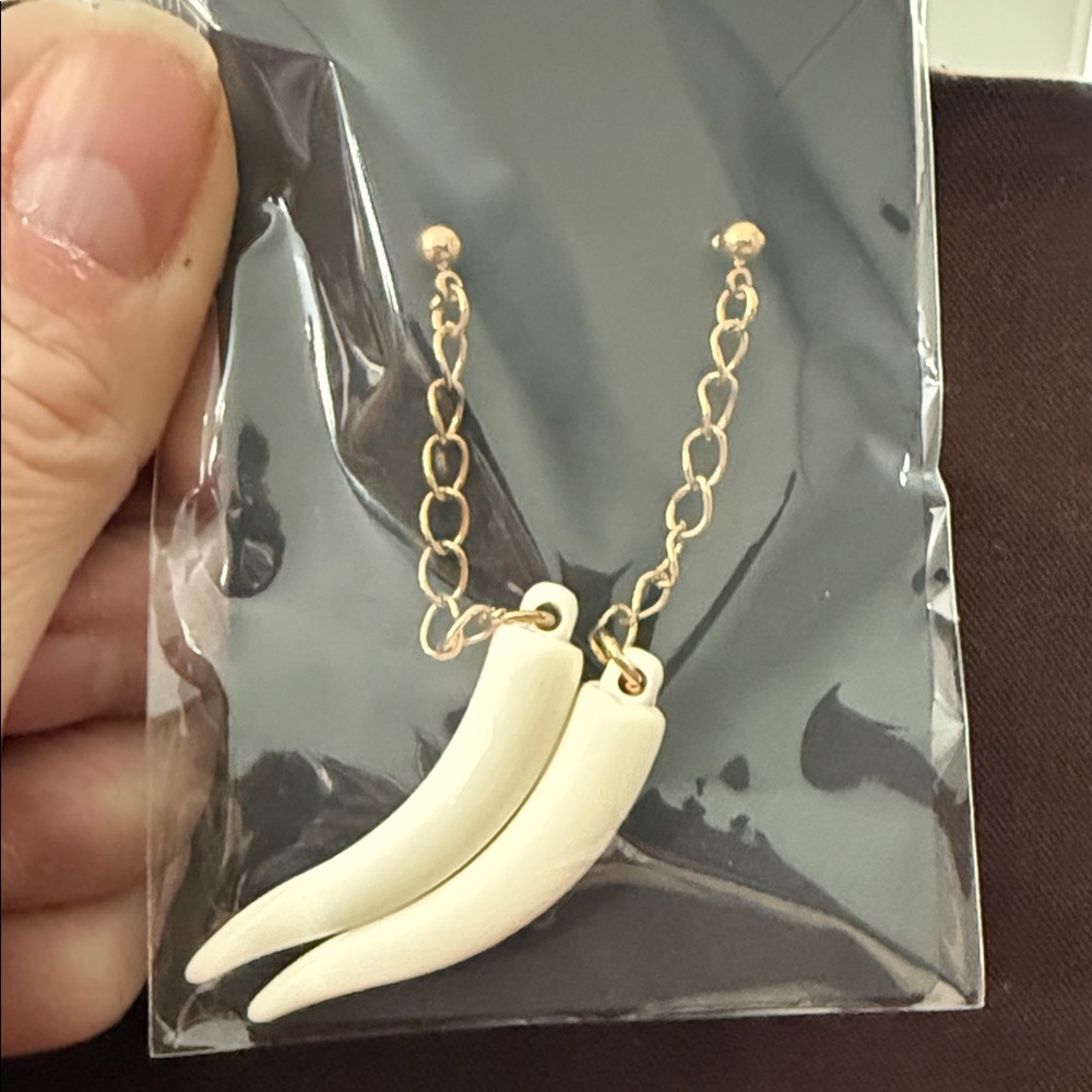 Gold and Cream Chain Earrings